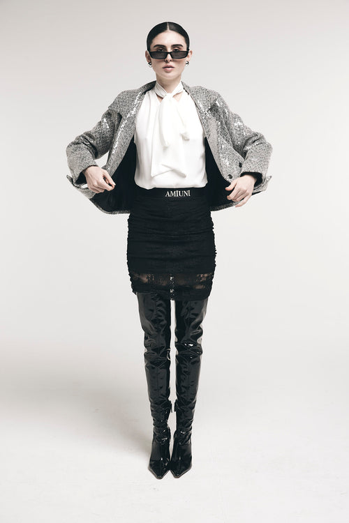 GIACCA CON PAILLETTES COLLO REVER DOPPIO PETTO - Amiuni